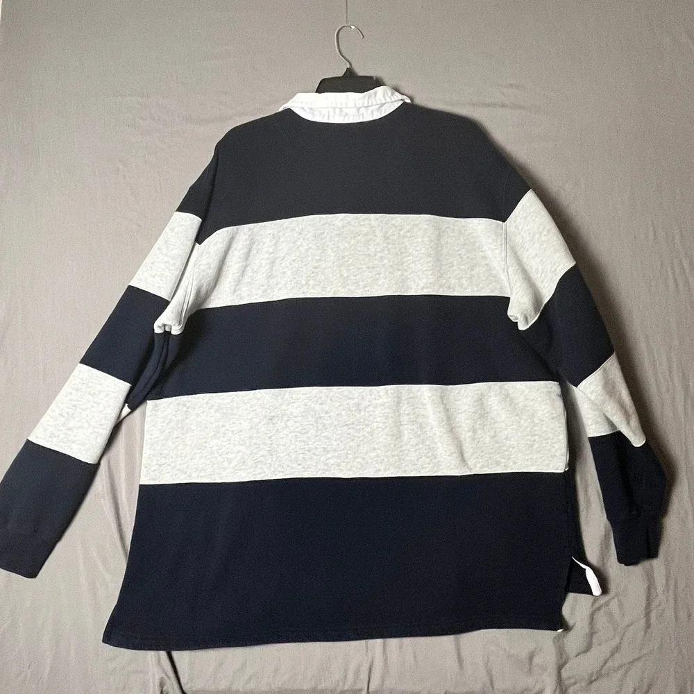 Polo Ralph Lauren Rugby Sweatshirt Mens XL Striped Navy Gray EUC